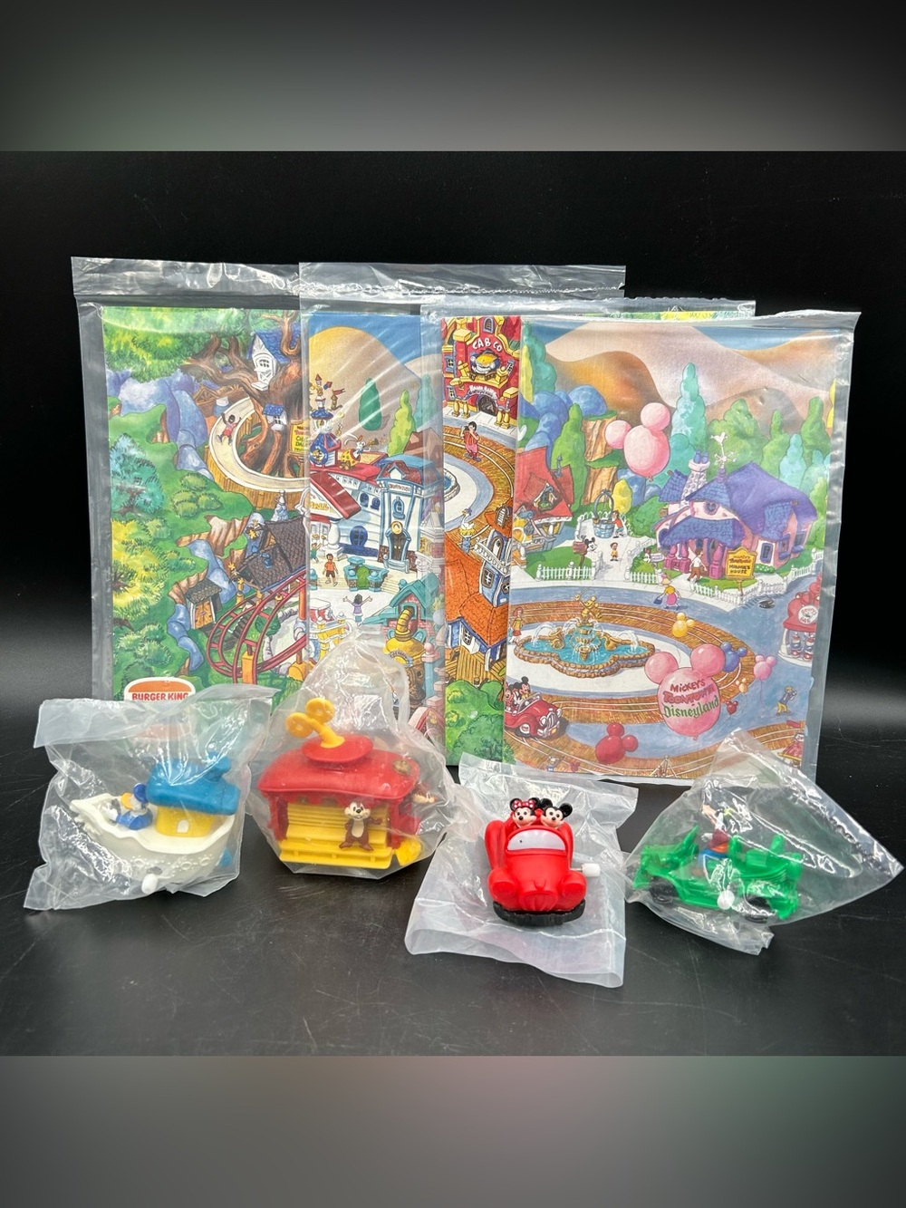 1993 Burger King Disney Mickeys Toontown Set 4 Maps READ